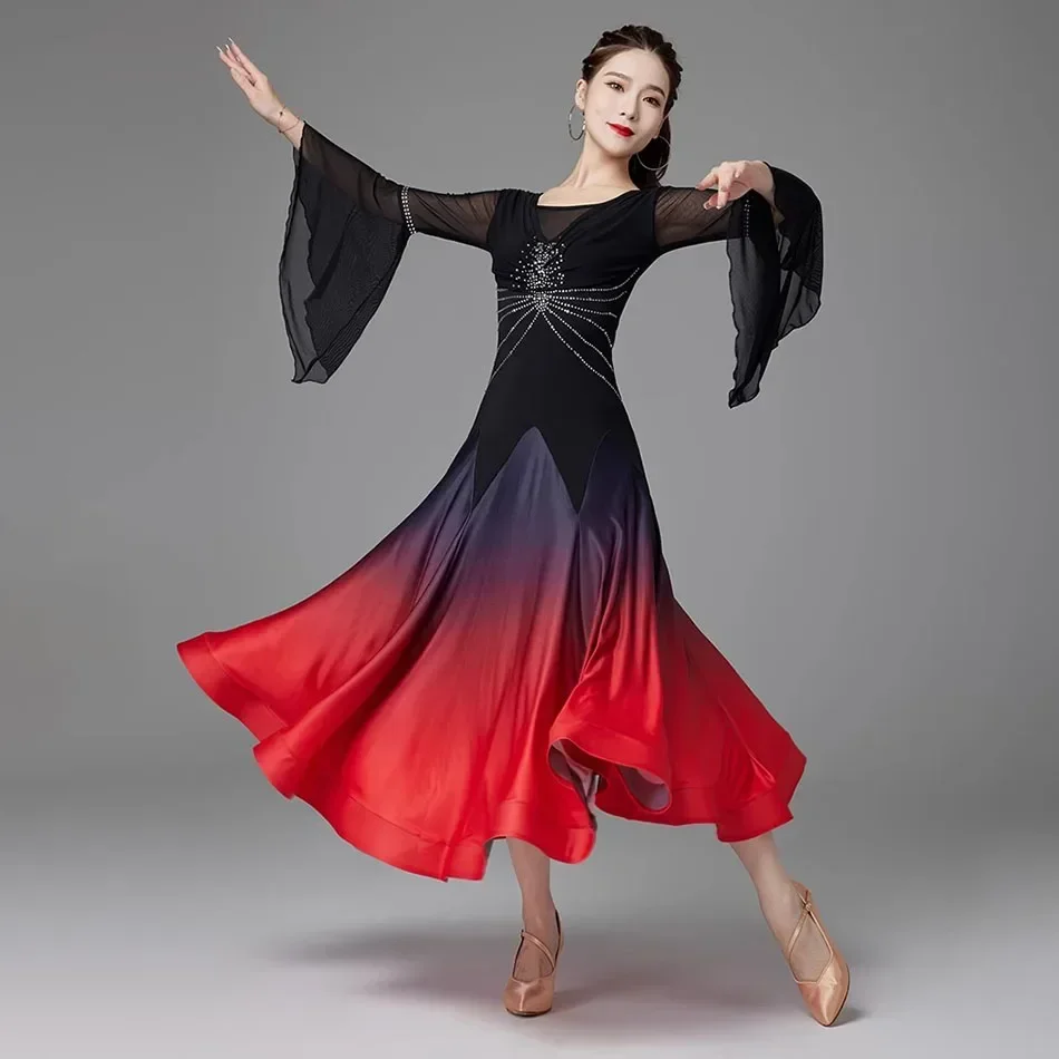 Lotus Long Sleeve Design Female Latin Dance Dress Women Performance Belly Modern Dancing Dresses NY23 AS7164