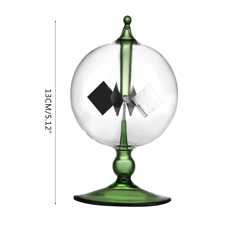 Handmade Green Glass Solar Radiometer, Light Pressure Windmill Desktop Ornament for Home Party Table Decoration