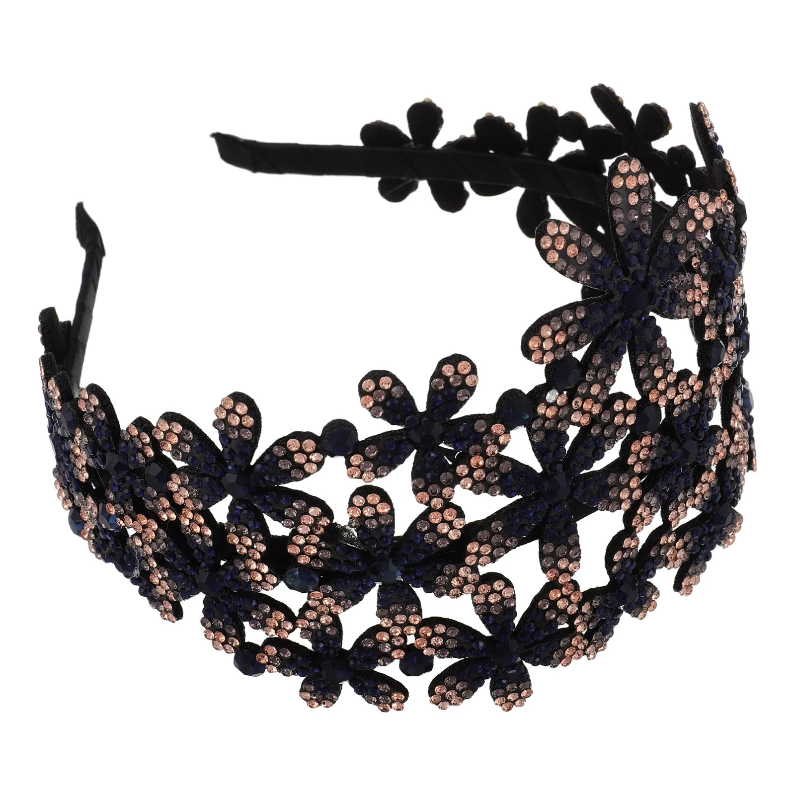 

Wide Rhinestone Flower Headband for Women Stylish Non-Slip Bridal Wedding Prom Hair Accessory Flowered Headbands for Women