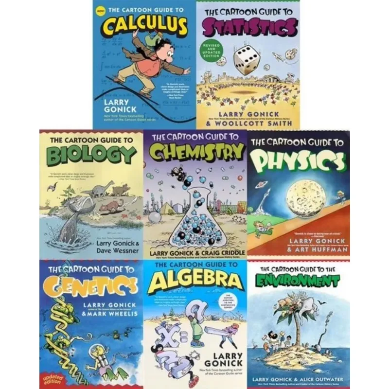 

8 Books/set,The Cartoon Guide To Statistics/Chemistry Funny Science Comics English Story Book Early Education Libros Livro