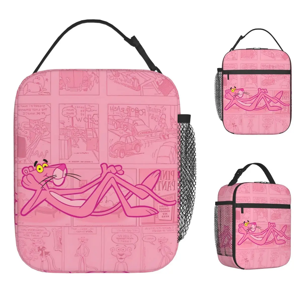 

Cute Cartoon Pinks Panthers Insulated Lunch Bags Cooler Bag Reusable Lunch Container Portable Tote Lunch Box Food Bag
