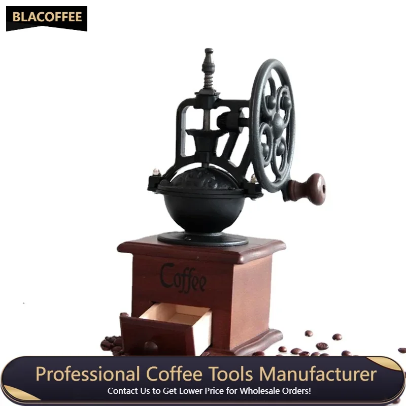 

Manual Coffee Grinder Wooden Coffee Bean Mill Grinding Ferris Wheel Retro Hand Crank Coffee Maker Machine Kitchen Tools