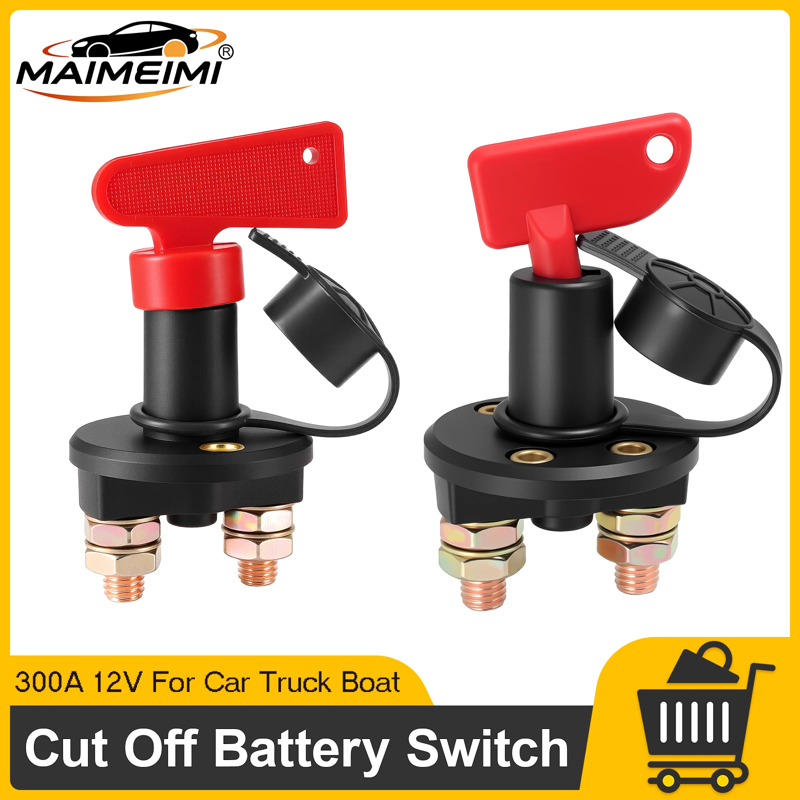 12V 24V Car Power Switch Main Cut Off Kill Switch 300A 12V Red Key Voltage Isolator Disconnector For Truck Marine ATV Safety