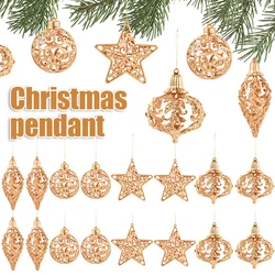 4/8Pcs Hollow Christmas Ball Ornaments Gold Star Pendant Christmas Tree Hanging Decoration for Home 2025 New Year Navidad Gifts