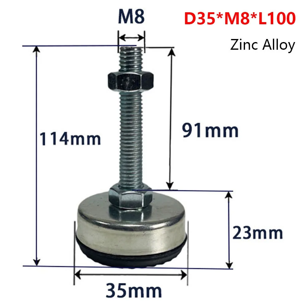 1Pcs M8 M10 M12 M14 Furniture Leveling Foot Rubber Seat 304 Stainless Steel Table Leg Leveler Fixed Adjusting Anti Slip