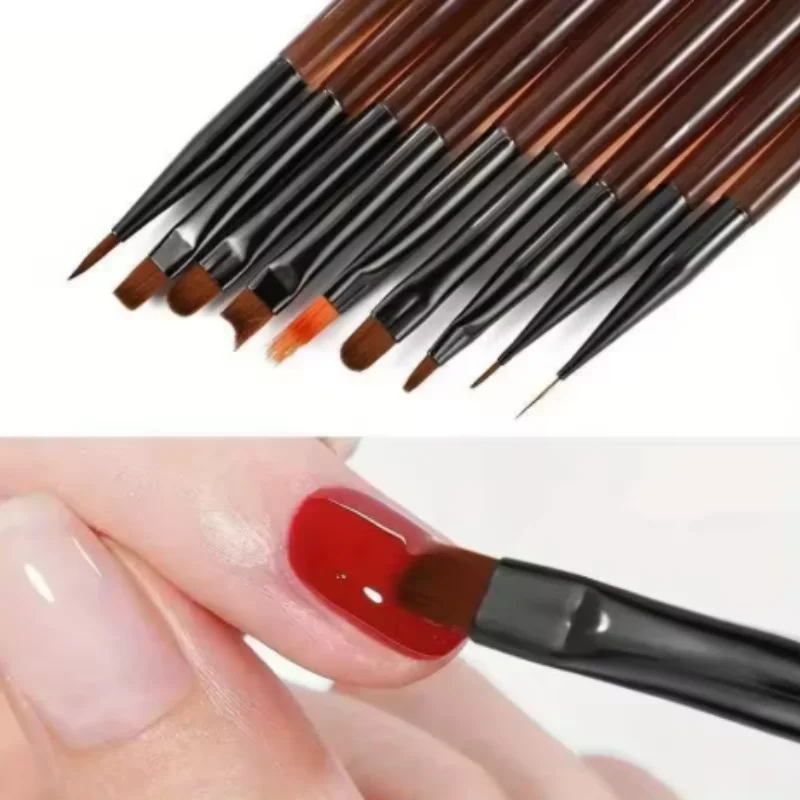 9pcs/set Nail Art Design Pen Painting Tools with Nail Extension Gel Brush Nail Gel Brush at Home Diy Manicure