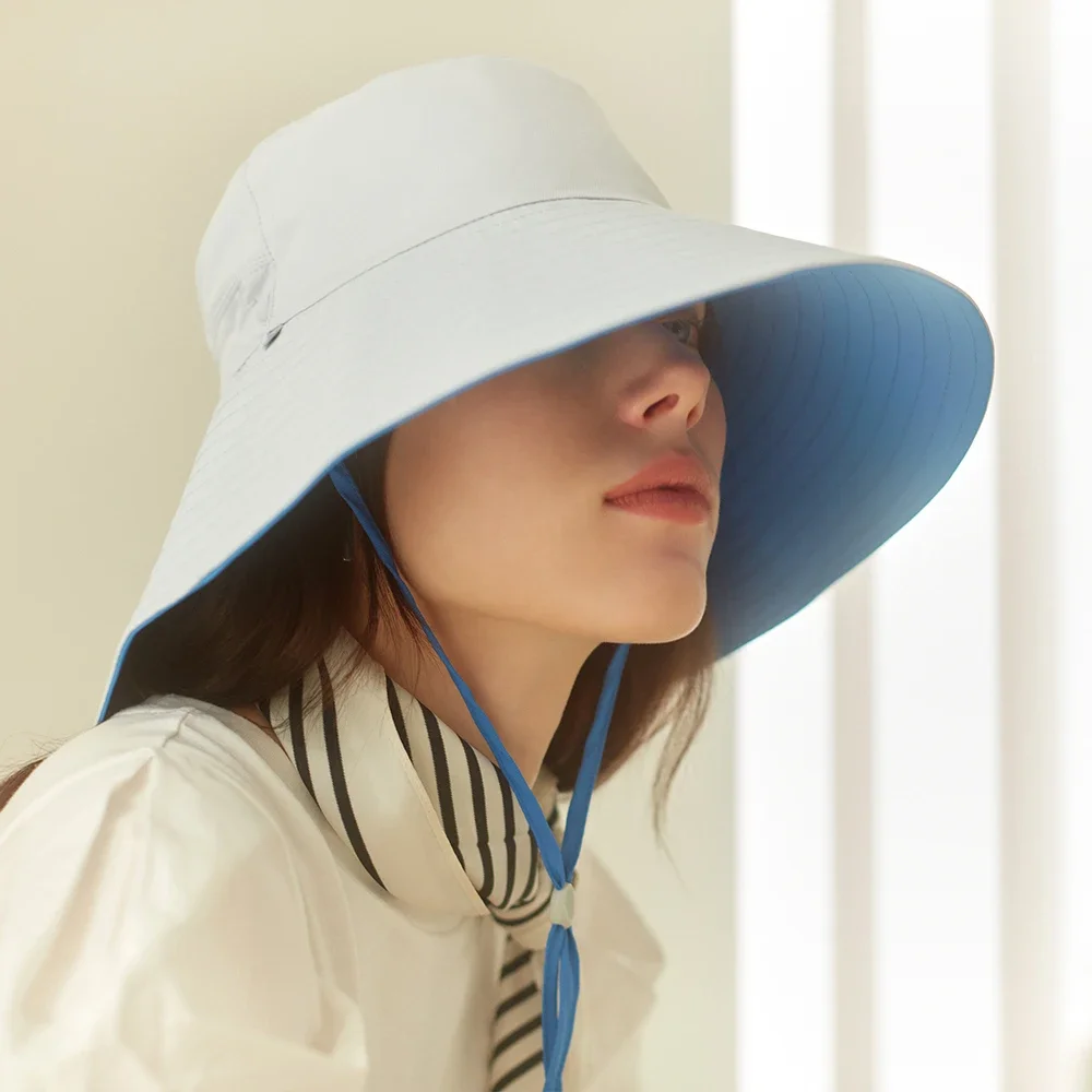 OhSunny  New Women Fashion Sun Hat UPF50+ Large Brim Adjustable Bucket Cap Anti-UV Double Sided Waterproof Visor Hats