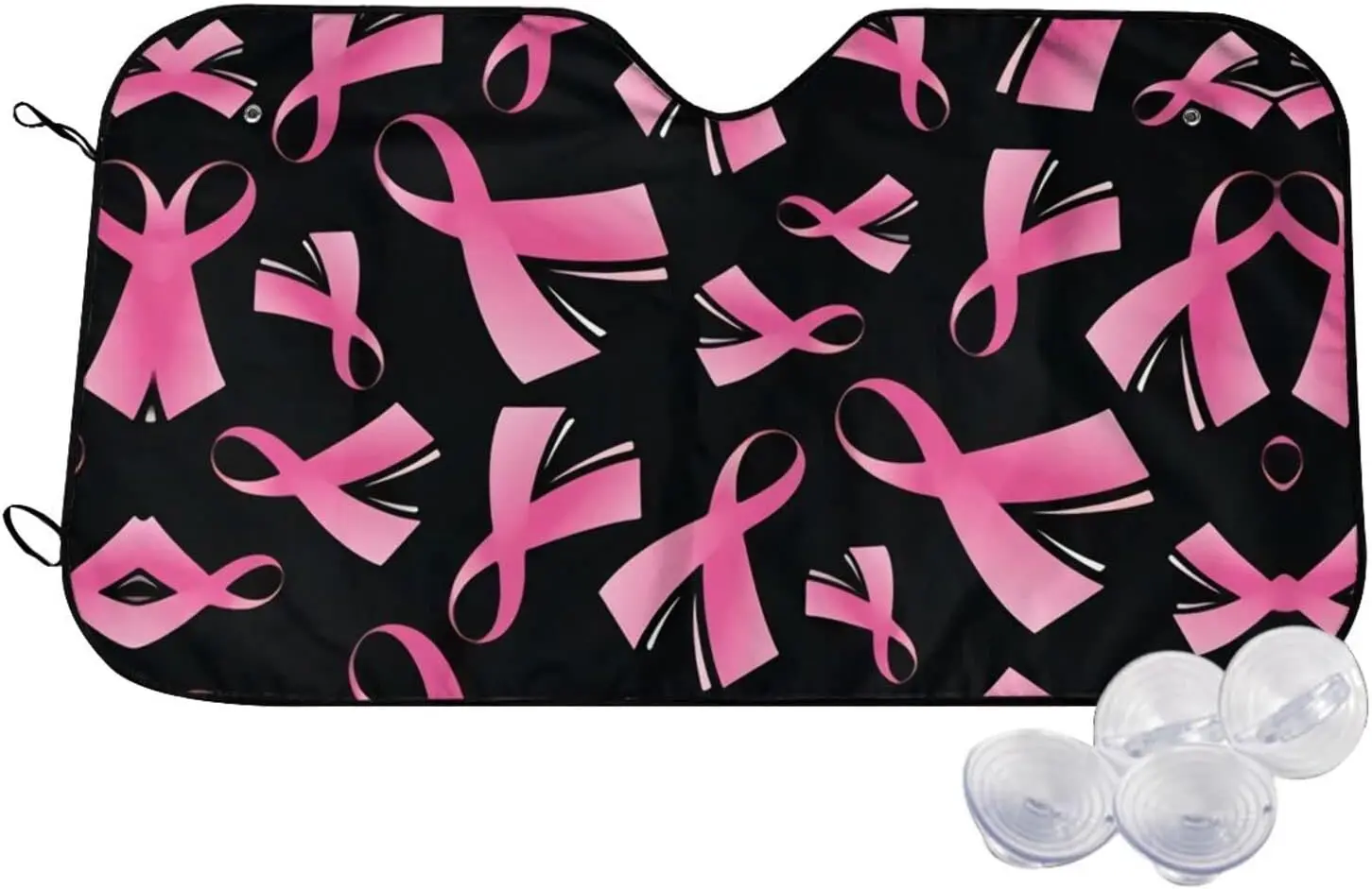 Breast Cancer Ribbon Car Sun Shade Windshield Sunshade Front Window Visor Protector Keep Vehicle Cool Universal 130x70cm