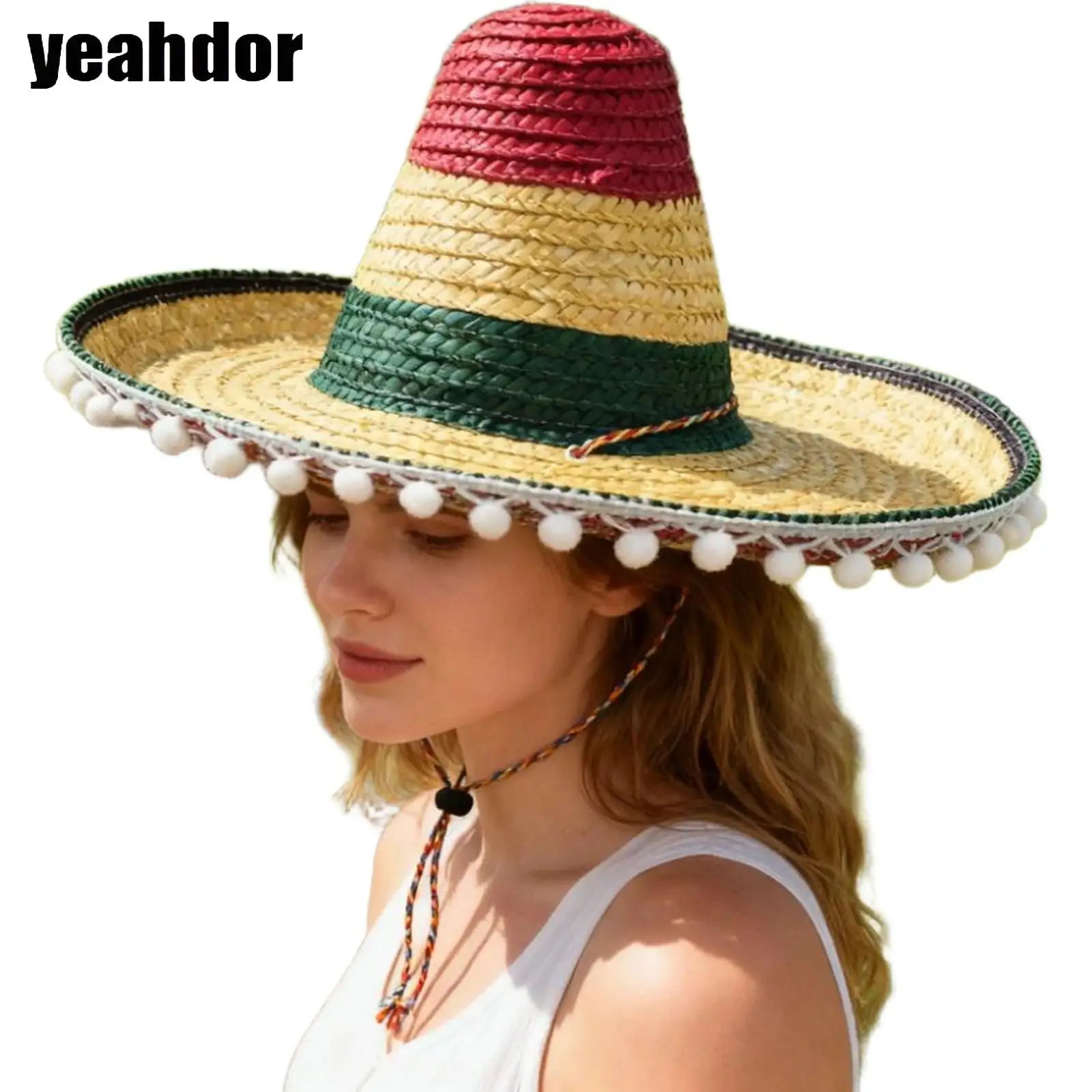 Sombrero De Sombrero mexicano, Sombrero De paja, sombrilla para exteriores, sombrero De Fiesta para hombres y mujeres, Disfraces De Fiesta De Halloween, 1 ud.