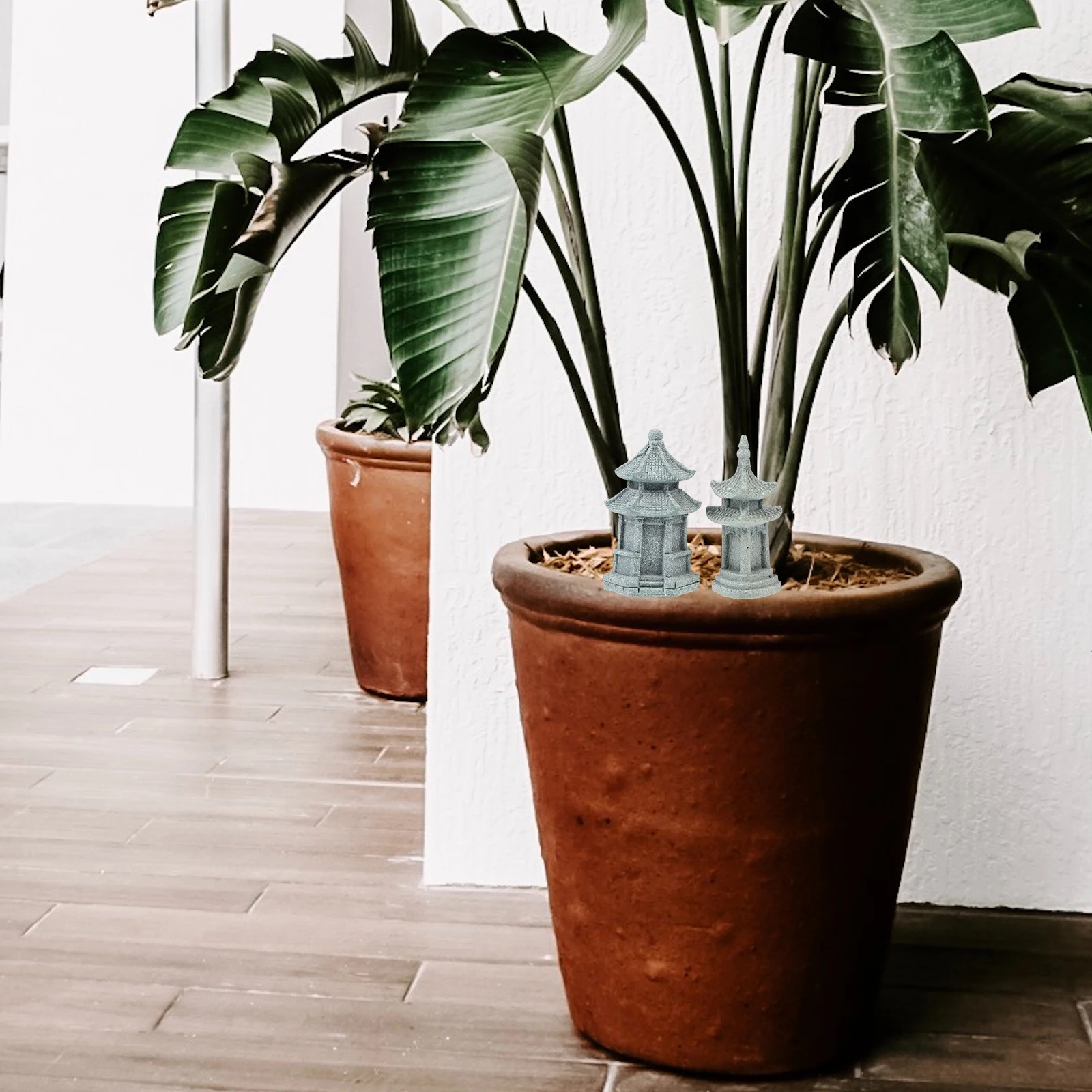 

3Pcs Stone Pavilion Landscape Ornament Creative Mini Craft Decoration for Moss Succulent Bonsai Micro Garden Home Desktop