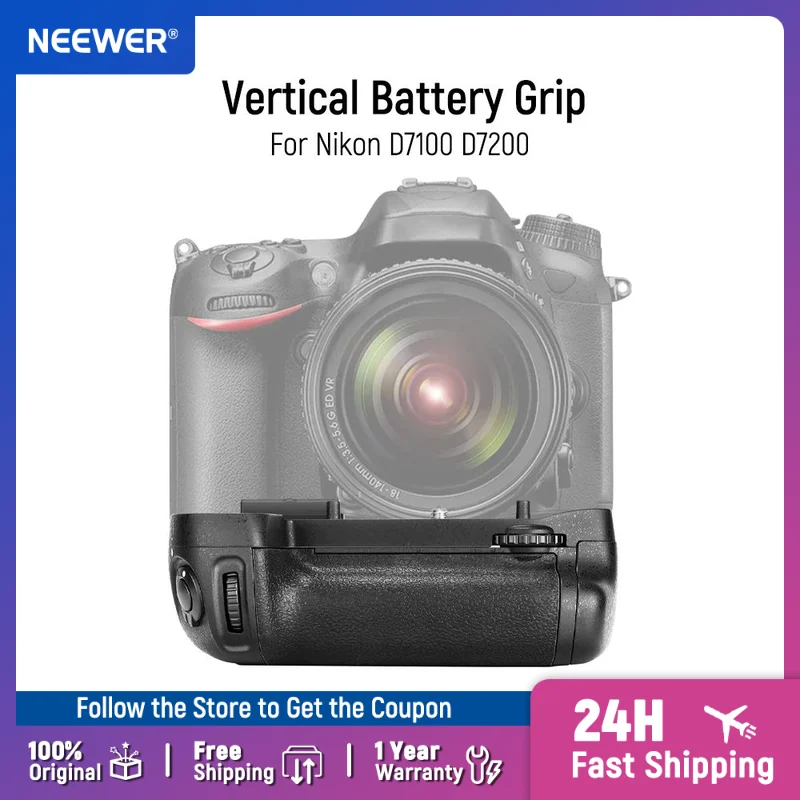 

Neewer Vertical Battery Grip for MB-D15 Works with EN-EL15 Battery or 6 Pieces AA Batteries for Nikon D7100 D7200 Digital SLR