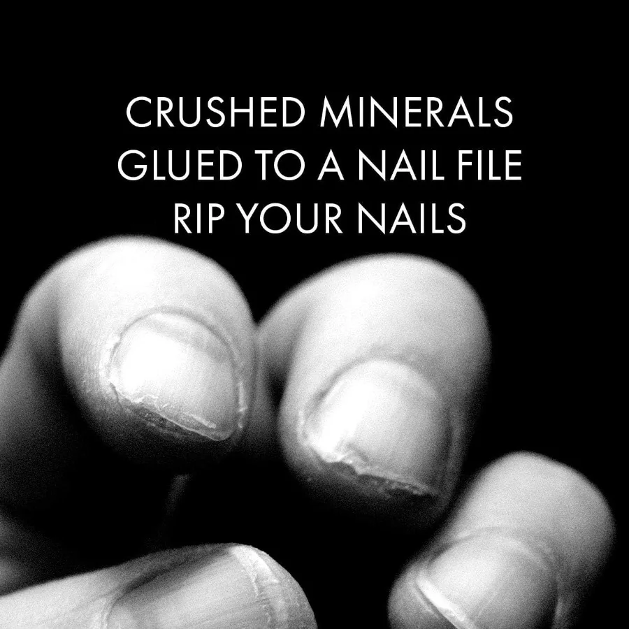 Gray Glass Moonfile in Suede Case Ethically Made in Czech Republic for Easy Guided Nail Filing Perfect for AtHome Spa Treatment