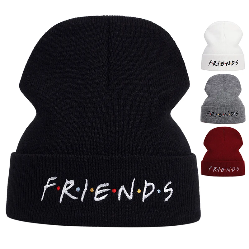 Letter FRIENDS Beanies hat cotton flexible soft warm fashion winter hats for ski friendship knitted Skullie cap