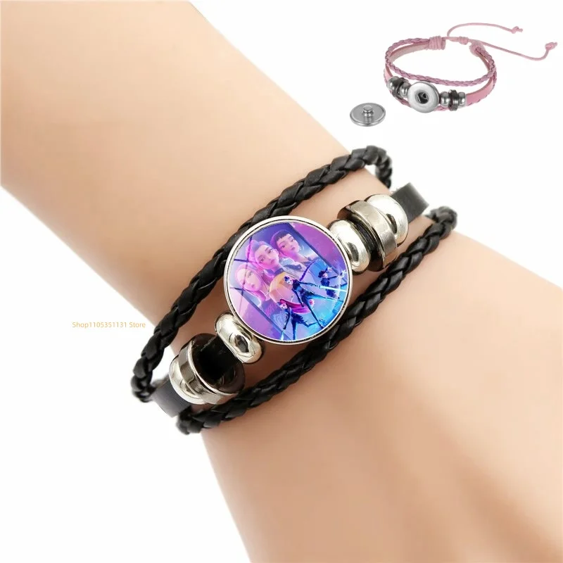 Anime Hand Bracelet Braided Leather Adjustable Wristband Cute Cosplay Accessories Birthday Gift for Kids Girls Fans 3 colors - view 2