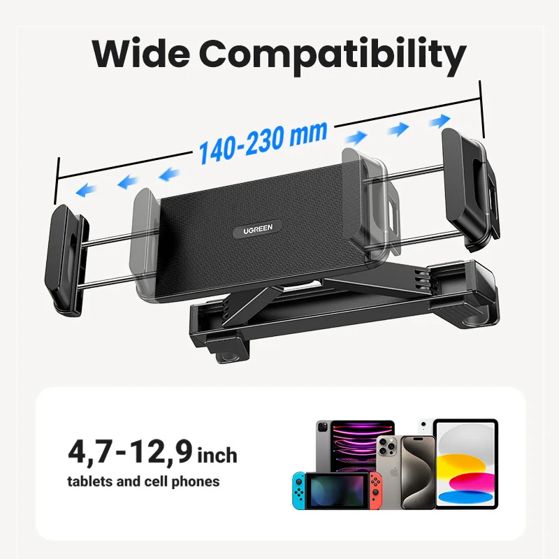 UGREEN Car Tablet Phone Holder For iPad Pro Mini Air iPhone 15 14 13 Pro Xiaomi Tablet Support Back Seat Headrest Phone Stand