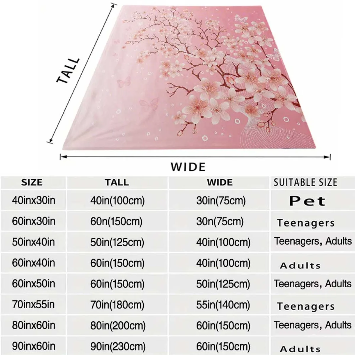 Fluffy Pink Cherry Blossom Throw Blanket Cozy Plush Decorative Throw for Sofa Bedding Gift
