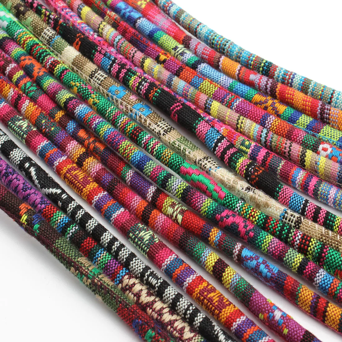 6mm Multicolour Round Ethnic Cords Fabric Rope For DIY Clothing Decoration Handmade Crafts Accessories