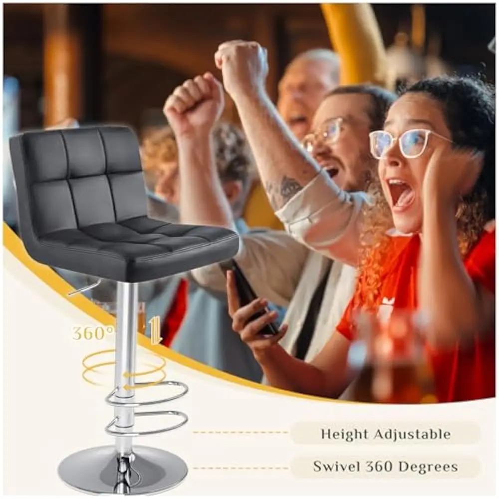 24 inch Bar Stools Set of 2 or 4,  Counter Height Bars Stoolss, Upholstered Bar stoolss w/Metal Base, PU Leather Saddle Stools