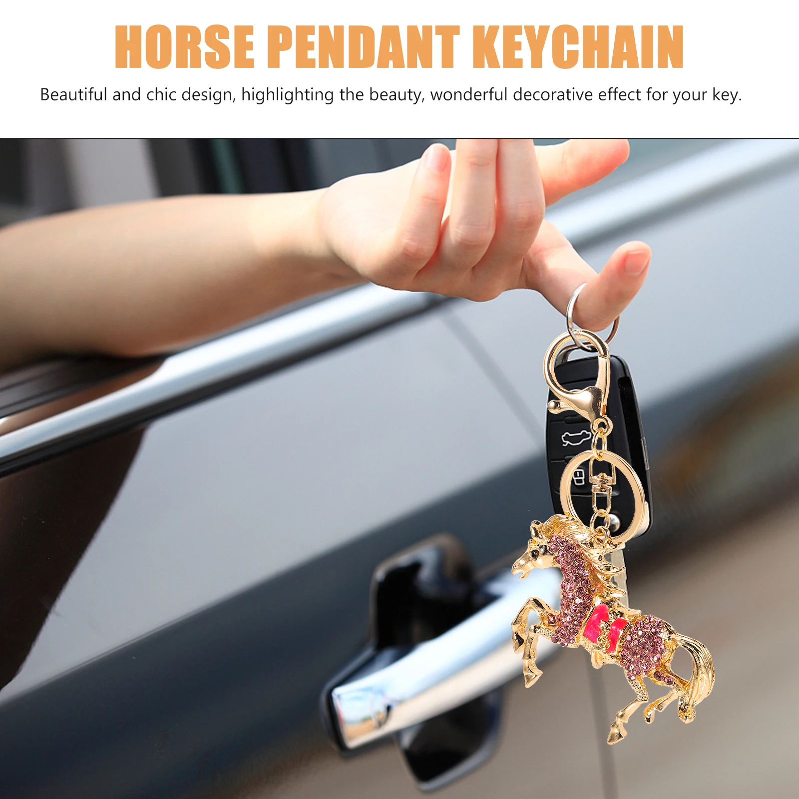

1pcs Horse Keychain Stylish Compact Animal Pendant Charm For Women Bag Decor Backpack Hanging Cartoon Key Ring Gift