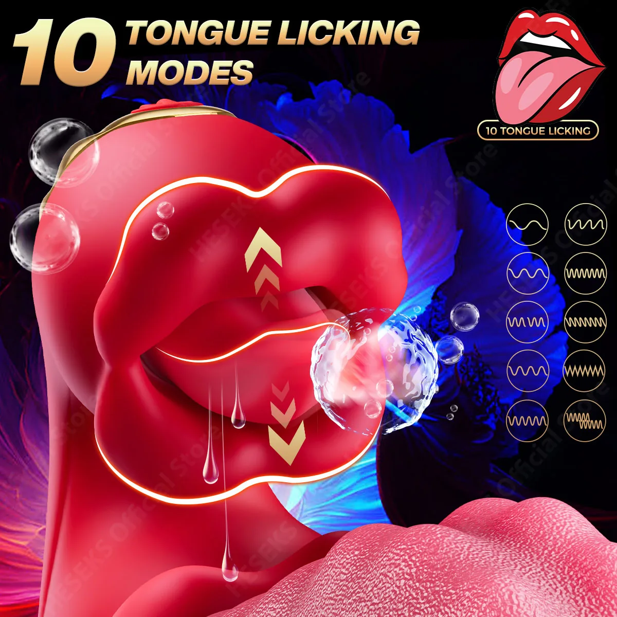 HESEKS 4 in 1 Tongue Swing Vibrator Mouth Biting Clitoral Stimulator Realistic Tongue Dildo Rose Sex Toy for Women 18+