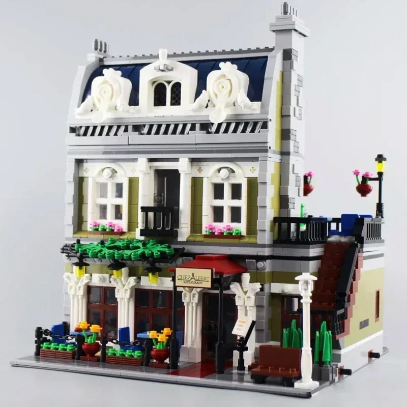 15010 City Street View Model Set Parisian Restaurant Apartment Building Blocks 2418pcs Bricks Compatible Toys Gift 10243