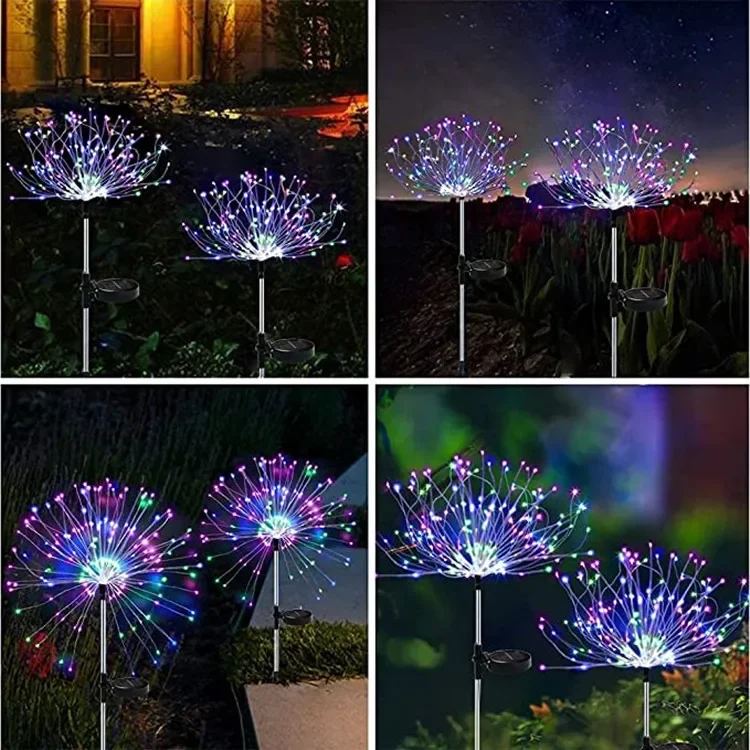 

60/90/120/150/180/200pcs Led String Lights Solar Christmas Decoration Ground Fireworks Dandelion Lights Outdoor Waterproof Lamps