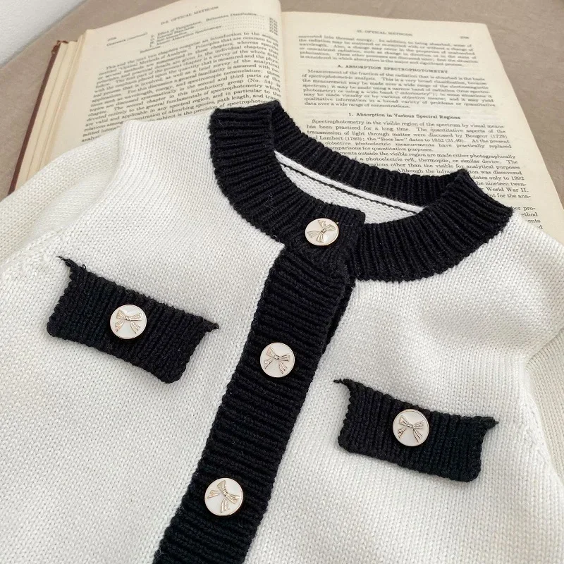 Fashion Newborn Baby Girl Sweater 0-3Years Princess Kids Patchwork Chic Knitwear Bodysuit Knitted Cardigan Jacket Outfit Clothes