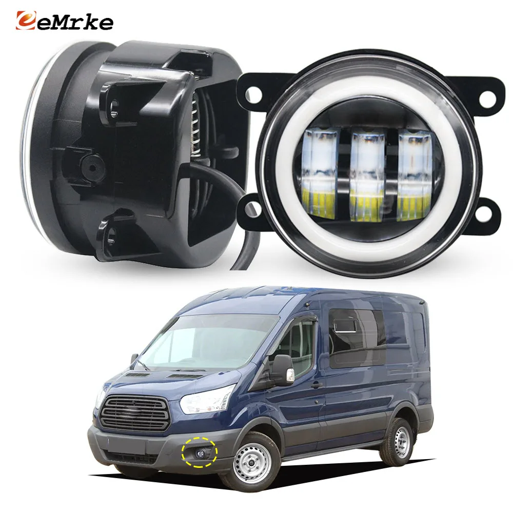 

Пара светодиодных противотуманных фар PTF для Ford Transit 4 IV 2014 2015 2016 2017 2018 Желтый указатель поворота Halo и белое кольцо Angel Eye DRL