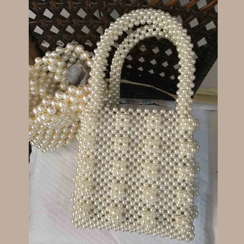 2024 Handmade Beaded Dinner Bag New Korean Version Portable Fashion Pearl Bags Exquisite Solid Simple Elegant Stylish All-match