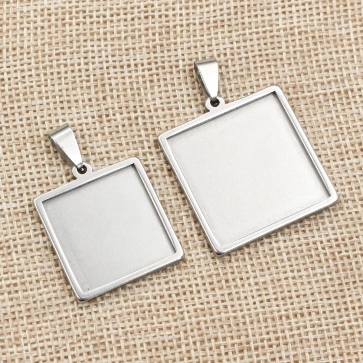 5pcs Stainless Steel 20mm 25mm Square Inner Size Pendant Cabochon Base Cameo Blank Setting Charm Tray for DIY Jewelry