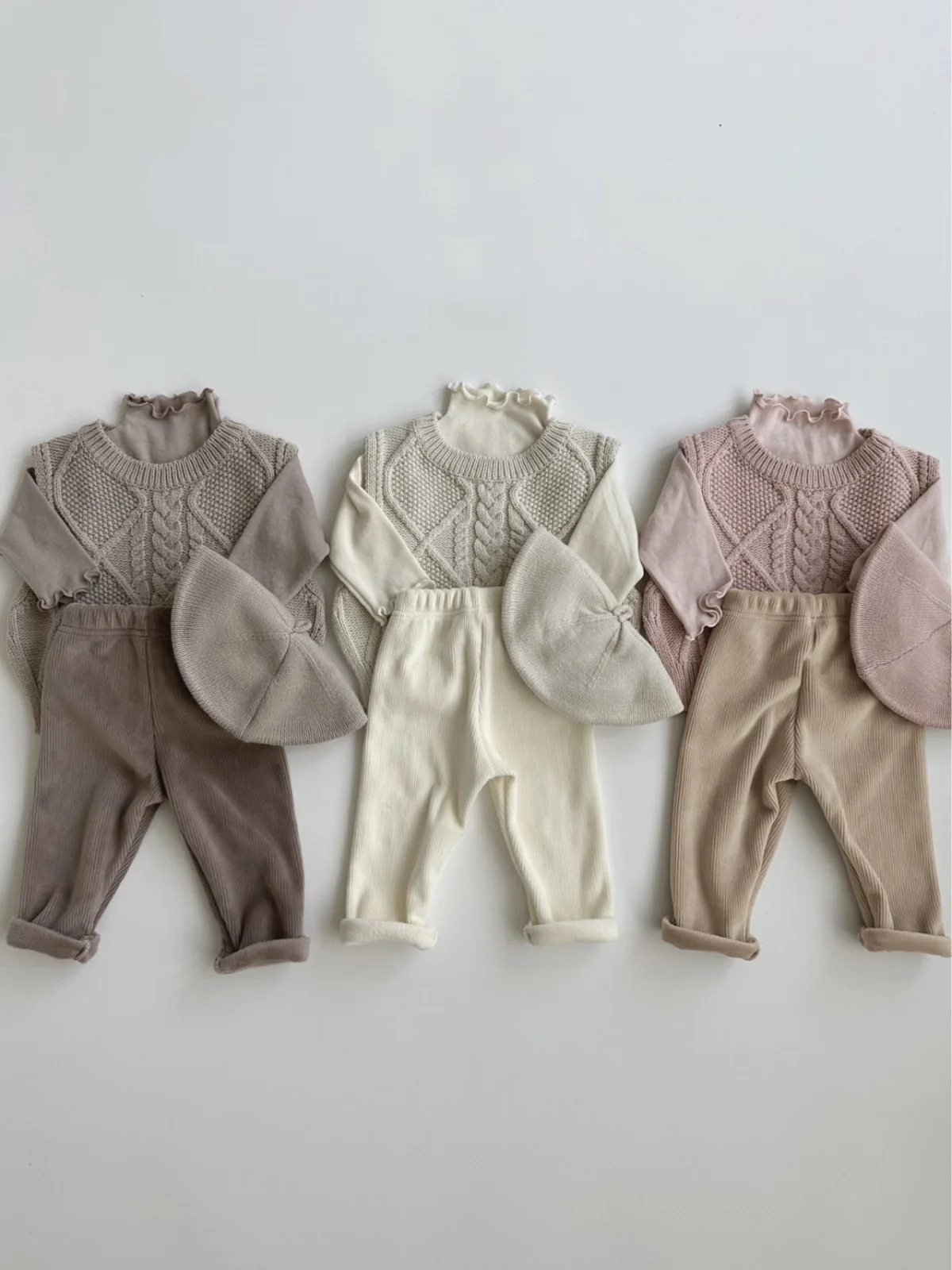 2025 Winter New Baby Plus Velvet Thick Leggings Solid Infant Boy Girl Ribbed Warm Pants Children Stretch Pants Toddler Trousers