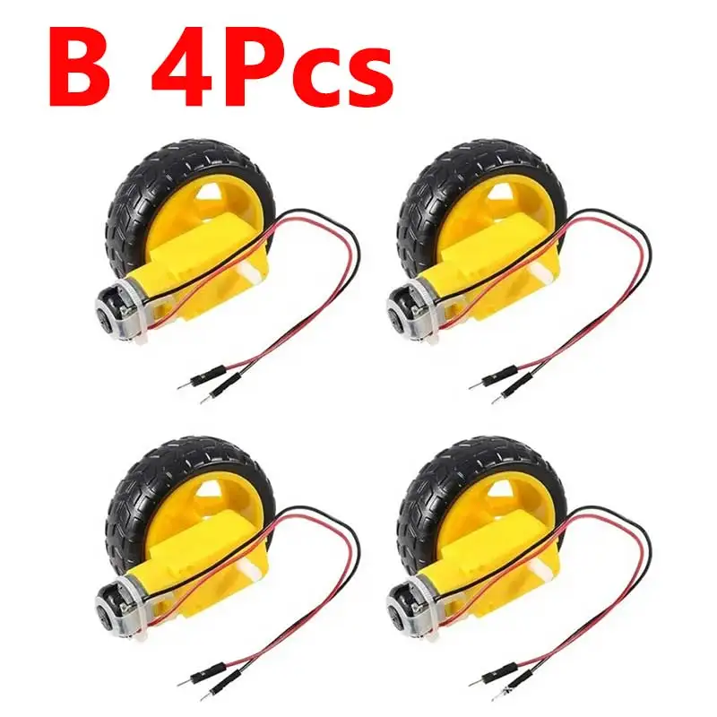 4PCS DC 3-6V Electric Motor with 4Pcs Plastic Tire Wheel Gear Motor DIY Kit TT Magnetic Gearbox Engine for Arduino Smart Car