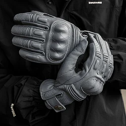 Classic Retro Leather Motorcycle Gloves Men Women Breathable Motocross Gloves EVA Shell Protection Motorbike Gloves Touchscreen