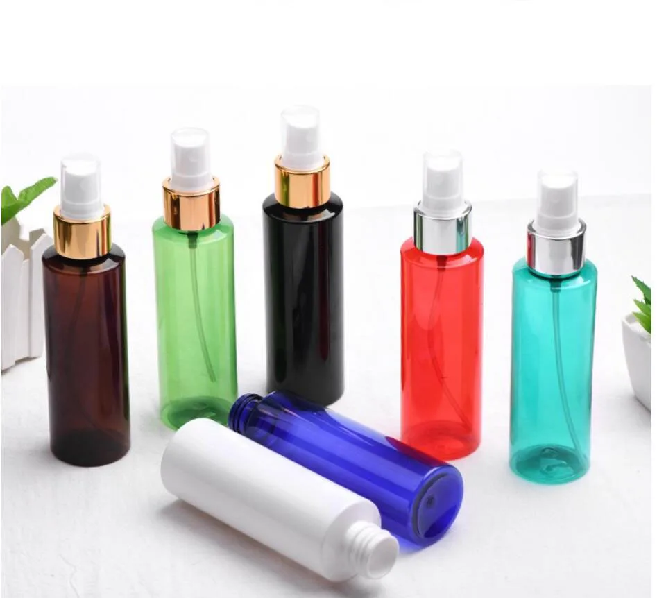 

100ml 120ml round plastic PET BOTTLE toilet flower water toning serum essential toner mist sprayer skin care cosmetic packing