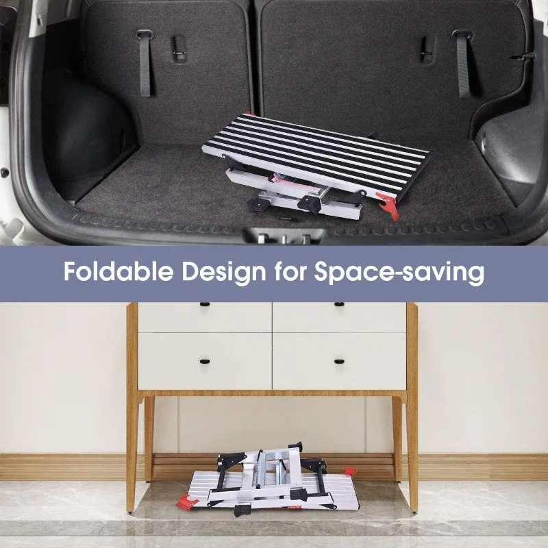 Giantex Aluminum Platform Non-Slip Folding Work Bench Drywall Stool Ladder 330lbs Capacity