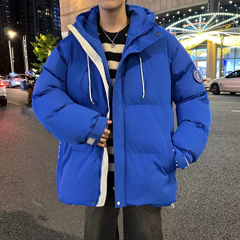 Fashion Men's Hooded Cotton-Padded Jacket 2025 Autumn Winter Youth Street Wear Loose Windproof Thicken Coat Outdoor Top Clothing