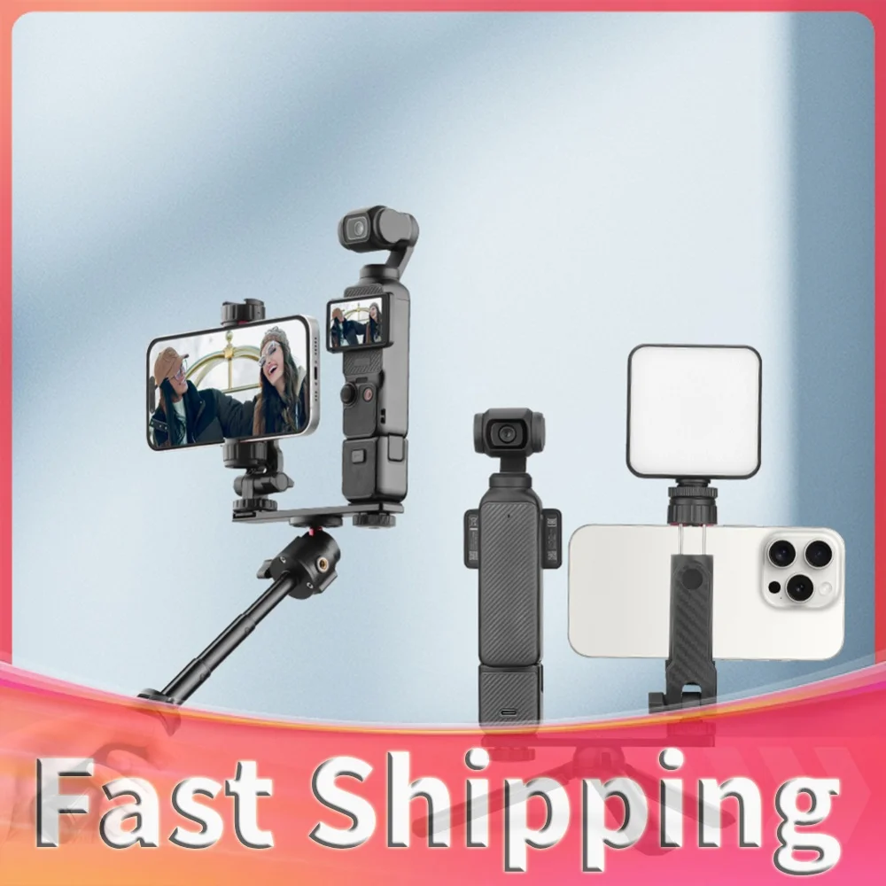 Cell Phone Holder for Osmo Pocket 3 Expansion Accessories Phone Clip Clamp Smartphone Bracket with 1/4inch Screw & Cold Shoe