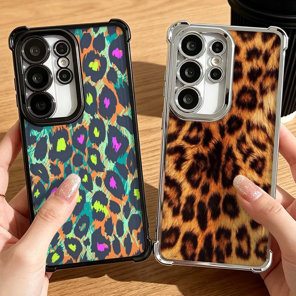 Brown Black Leopard Print Phone Case Anti-Drop Funda For Samsung Galaxy S26 S25 S24 S23 S22 S21 FE Ultra Plus 5G Soft Cover