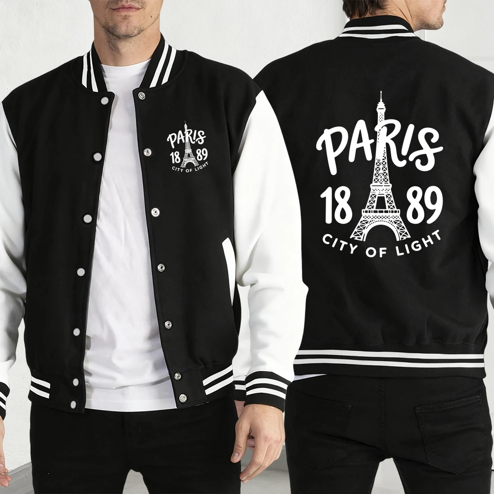 

Paris City Of Light 1889S Print Men Jackets Fashion Street Streetwear Personality Hip Hop Jacket Autumn Fleece Unisex Coat