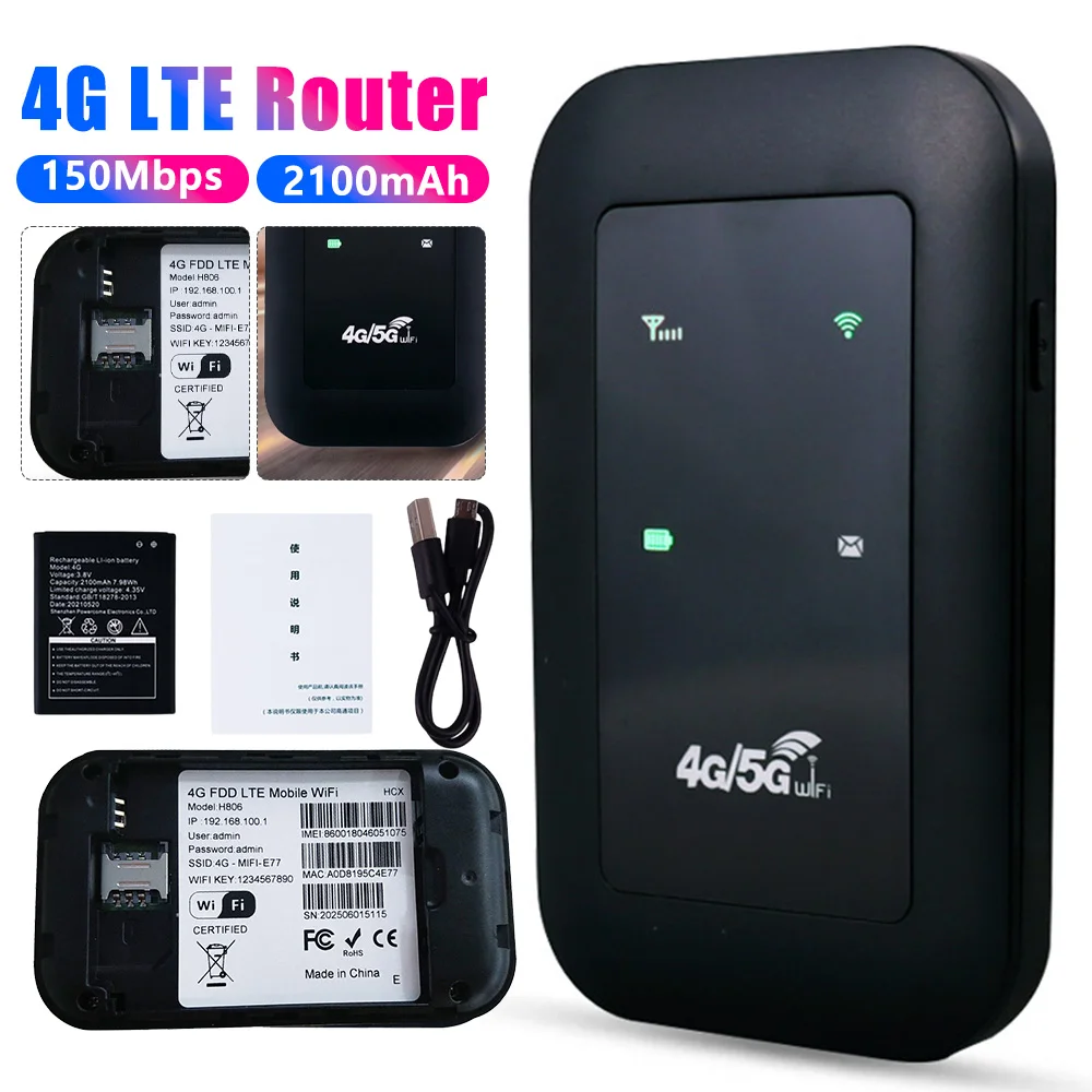 

2/1PCS 4G LTE Wireless Router 150Mbps Portable WiFi Mobile Hotspot Pocket WiFi Router SIM Card Router 4G LTE Router WiFi Adapter
