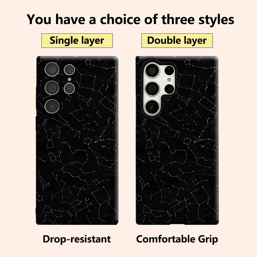 Black Star Constellation Luxury Fashion Full Lens Protective Case for Samsung Galaxy S26 S25 S24 A56 A36 Plus Ultra