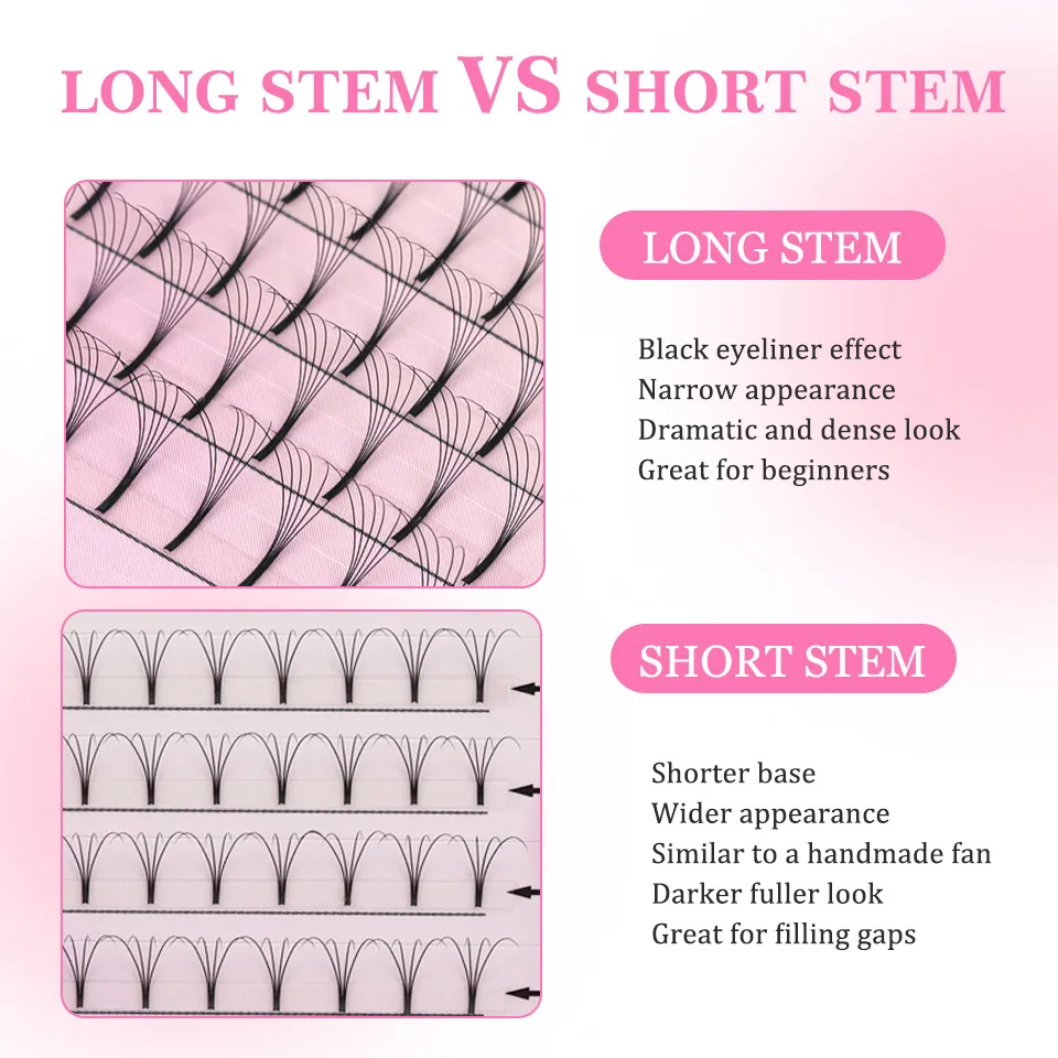 AGUUD Soft Natural Premade Volume Fans Short Stem 3d/4d/5d/6d Russian Volume Professional Eyelash Extension Faux Mink Lash Cilio