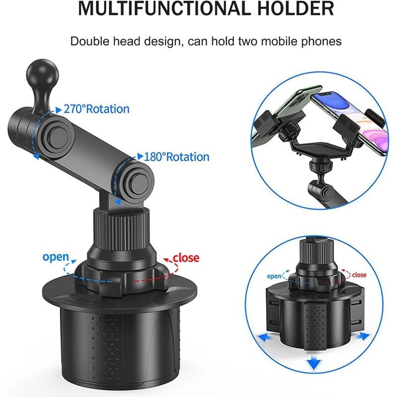 Super Sale 360° Rotatable Double Phone Holder for Car Phone Holder Flexible Neck Dual Cradle Mount