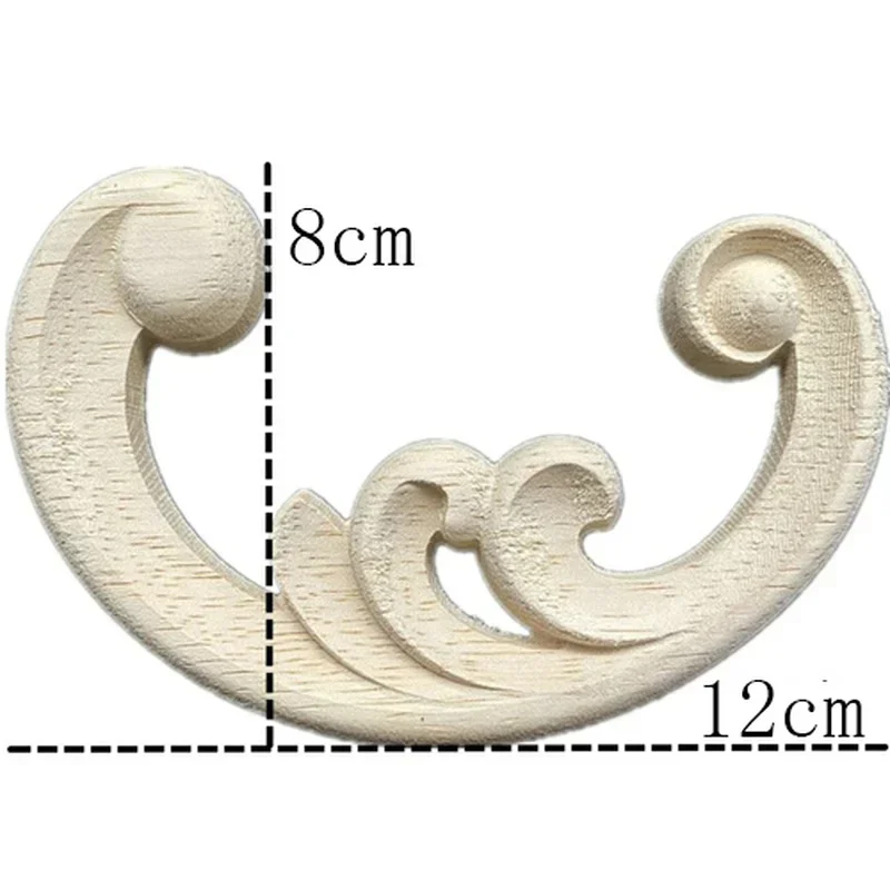 12cm Wood Flower Carved Decal Corner Onlay Applique Frame Door Furniture Wall Unpainted for Cabinet Door Decor Crafts