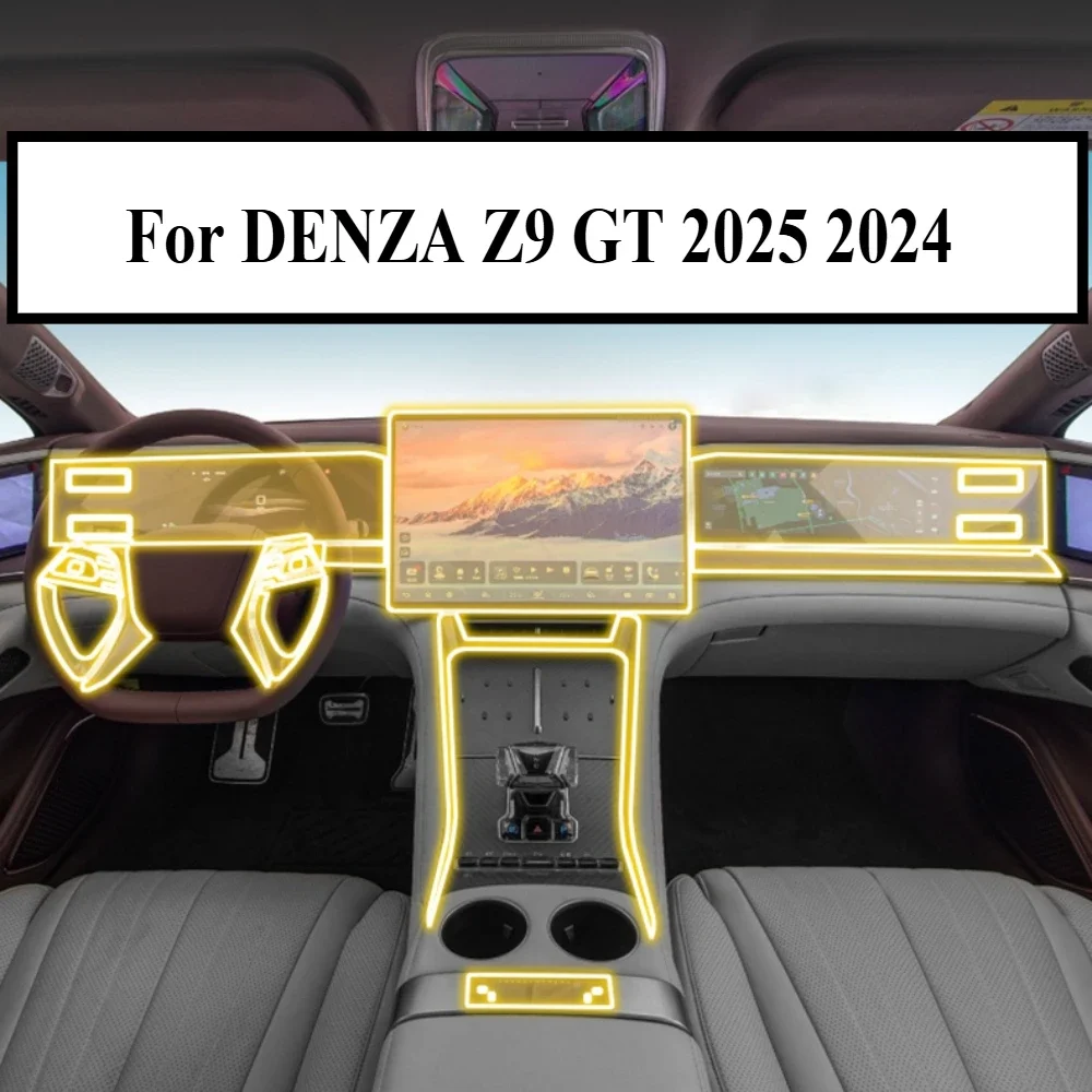 Pour DENZA Z9 GT 2025 2024 Accessoires intérieurs, film transparent en TPU pour panneau de vitesses, console centrale de navigation, autocollant de protection PPF