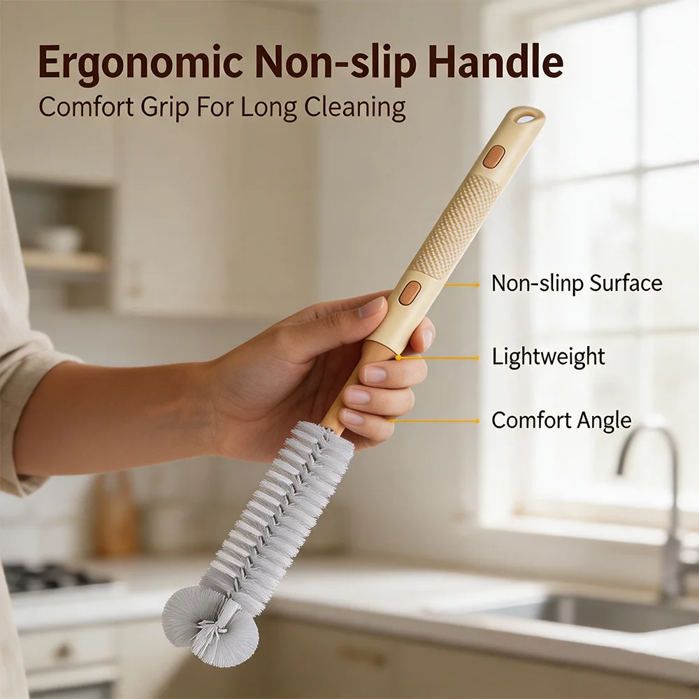 Telescopic Extendable Long Handle Cup Brush, 360 Rotatable Universal Cleaner Brush for Water Bottle, Baby Bottle, Thermos, Glass