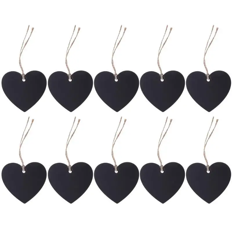 10 個長方形の小さな黒板麻ロープペンダント DIY 両面木製ホームデコレーションオフィス教室ディスプレイタグ