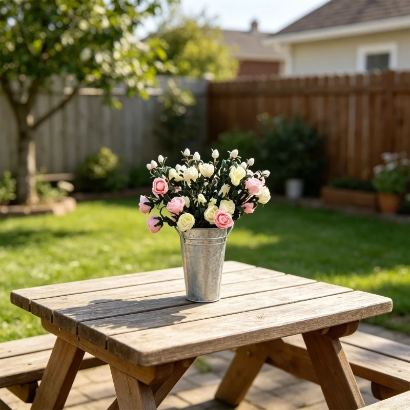 3Pcs Rustproof Metal Flower Container with Handle Desktop Flower Vase Kitchen best sale