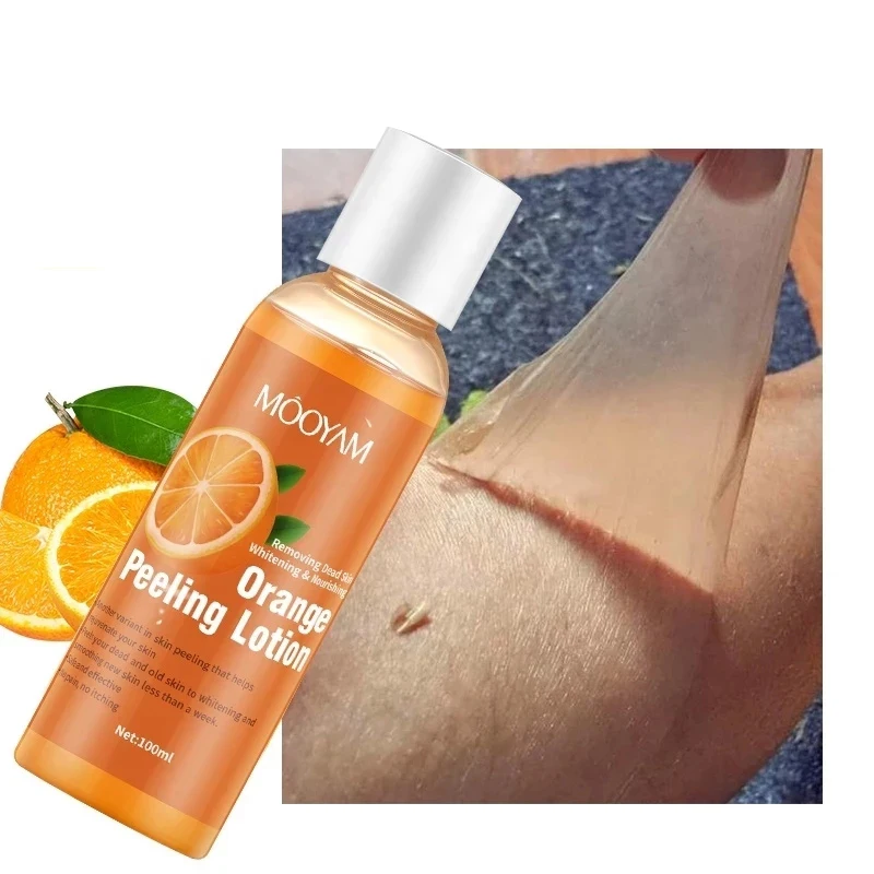 Loción exfoliante naranja y amarillo, aceite blanqueador de piel oscura, Retinol péptido, manchas de puntos negros, manchas de piel mala,