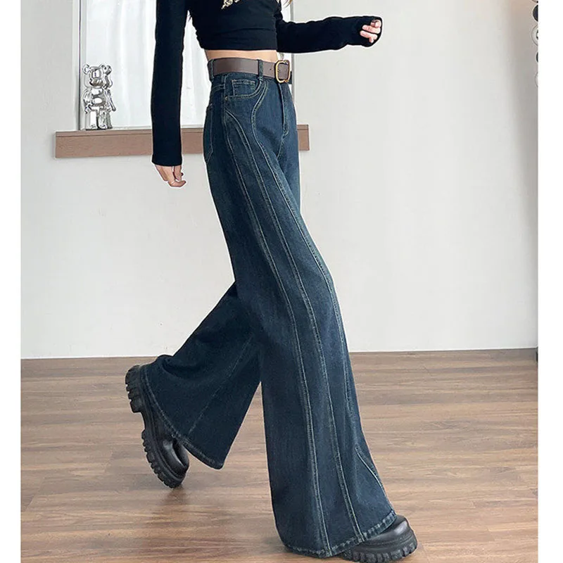 

Y2k Women's High Waist Flare Jeans Contrast Wide Leg Denim Pants Vintage Loose Fit Casual Jeans Trousers for Versatility 2026